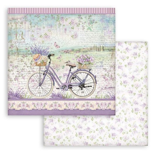 Papier Scrapbooking Provence vélo Stamperia 30x30cm