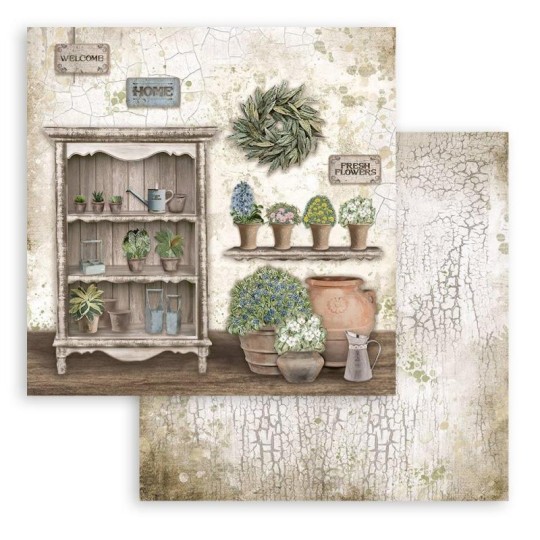 Papier Scrapbooking Romantic Garden House armoires Stamperia 30x30cm