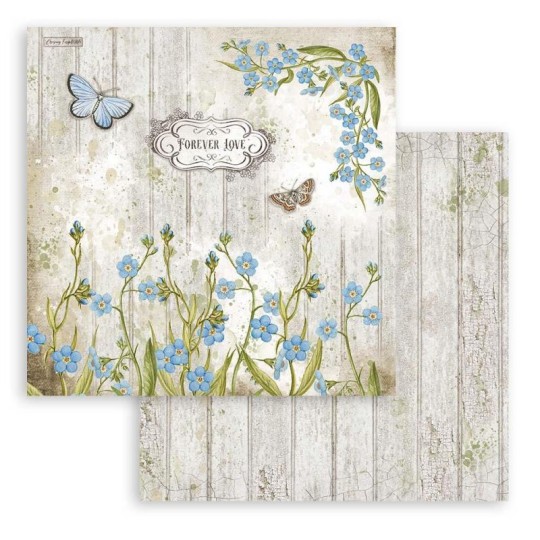 Feuille scrapbooking Stamperia Romantic Garden House columbin 30x30cm