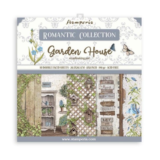 Papier Scrapbooking Romantic Garden House Stamperia 10f 30x30 assortiment