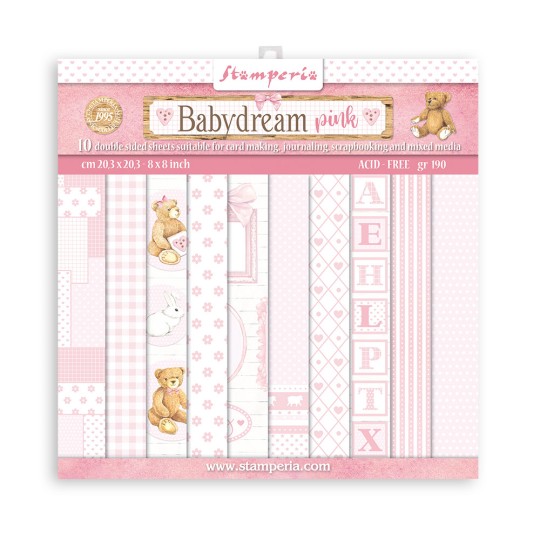 Papier Scrapbooking BabyDream Rose Stamperia 10f 30x30 assortiment
