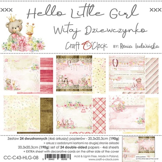 Assortiment scrapbooking Craft O Clock Hello Little Girl 18fe 20x20