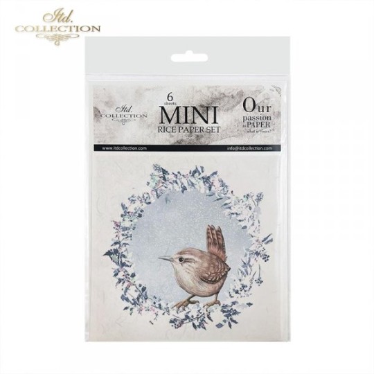 Set de 6 Papiers de riz Oiseaux du printemps II assortiment 15x15cm