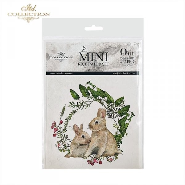 Set de 6 Papiers de riz Petits animaux de Pâques assortiment 15x15cm