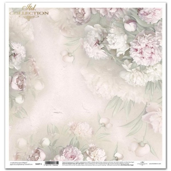 Papier scrapbooking pivoines 30x30 