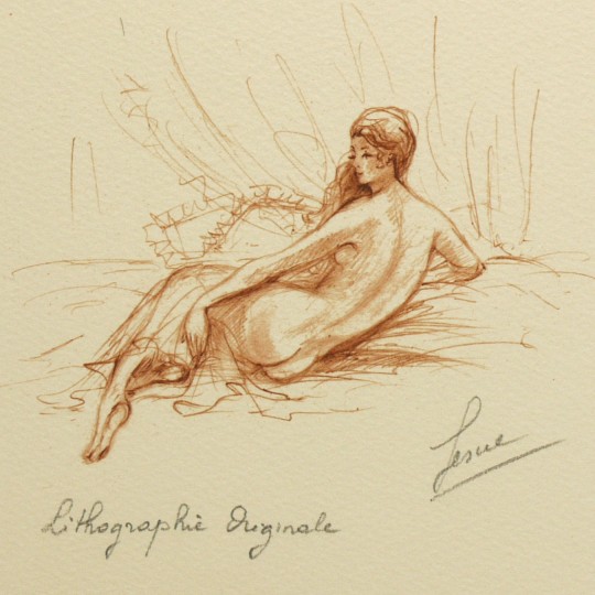 Gravure lithographie nu de femme sanguine de dos Gravure lithographie nu de femme sanguine de dos