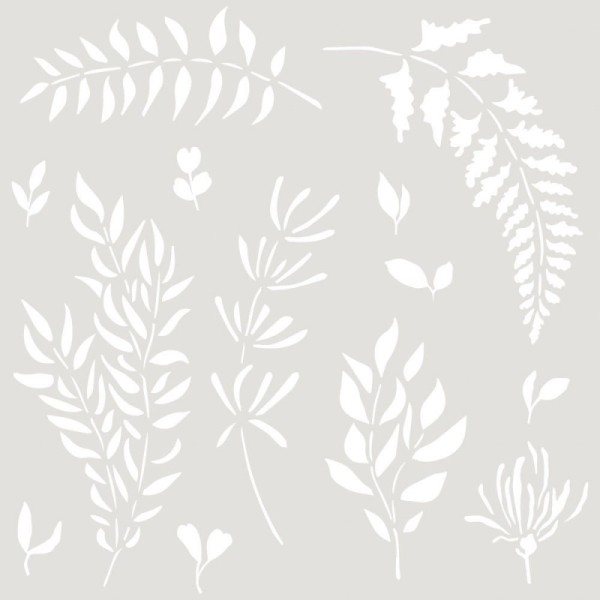 Pochoir décoratif Mya Leaves 20x20cm - motif 18x19cm