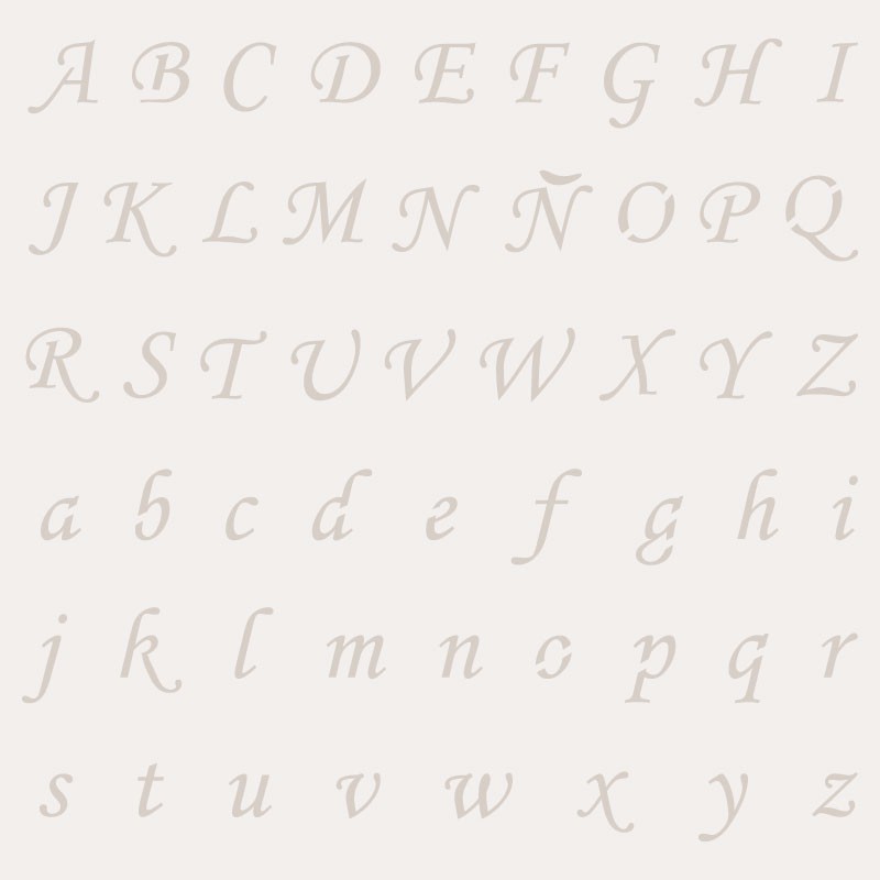 Pochoir décoratif Mya Alphabet 20x30cm - motif 1,5cm - 1cm