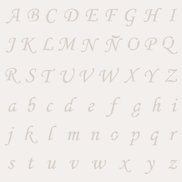 Pochoir décoratif Mya Alphabet 20x30cm - motif 1,5cm - 1cm