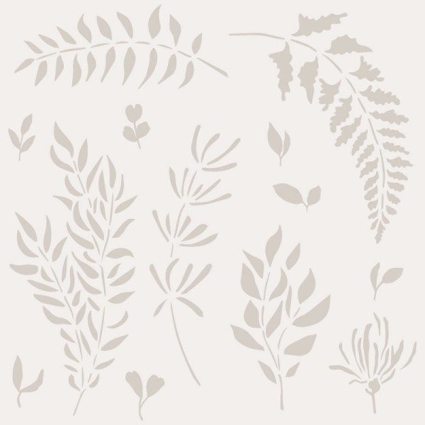 Pochoir décoratif Mya Leaves 40x40cm - motif 36x38cm