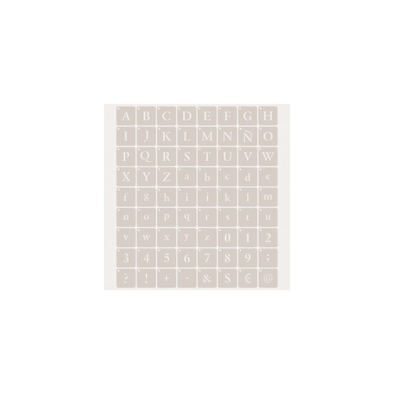 Pochoir décoratif Mya Alphabet 033 8x8cm - motif 3,6cm 72 pièces