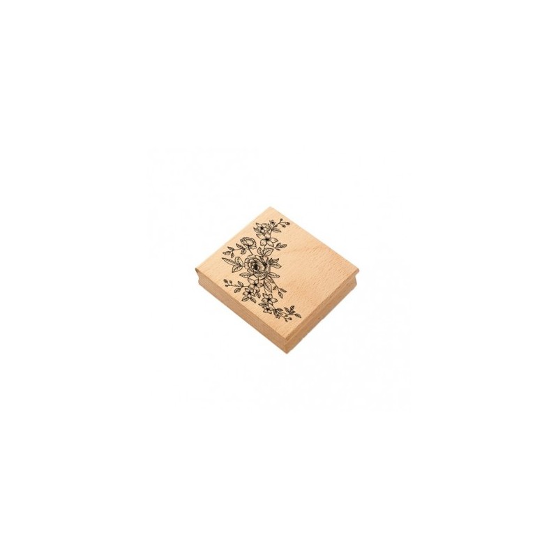Tampon bois Mya Fleurs 8x7cm