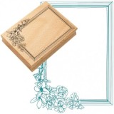 Tampon bois Mya Cadre Fleurs 7x9cm