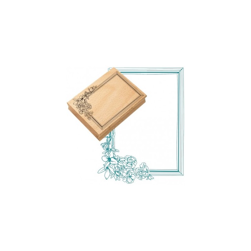 Tampon bois Mya Cadre Fleurs 7x9cm