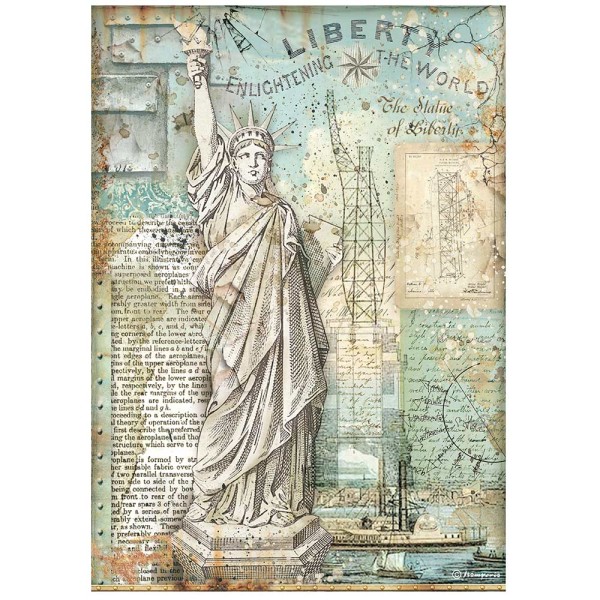 Papier de riz Sir Vagabond Aviator Statue of Liberty Stamperia A4