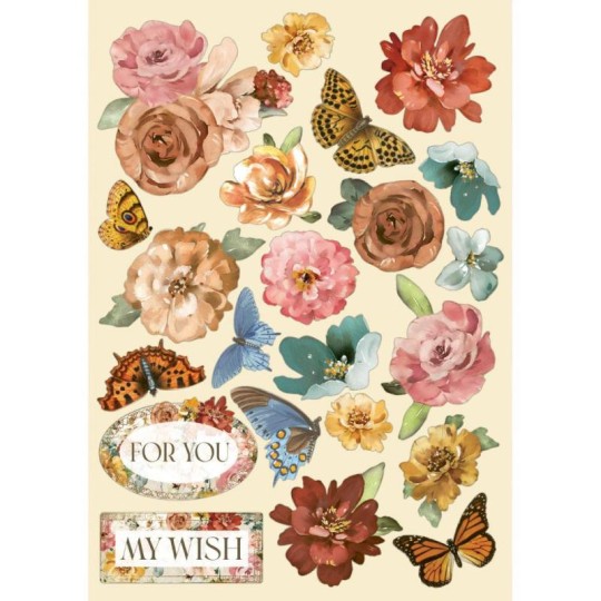 Chipboard bois Garden of Promises For you my wish Stamperia silhouettes entaillées A5