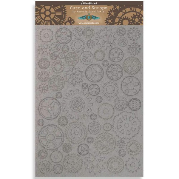 Chipboard carton Sir Vagabond gears small Stamperia A4