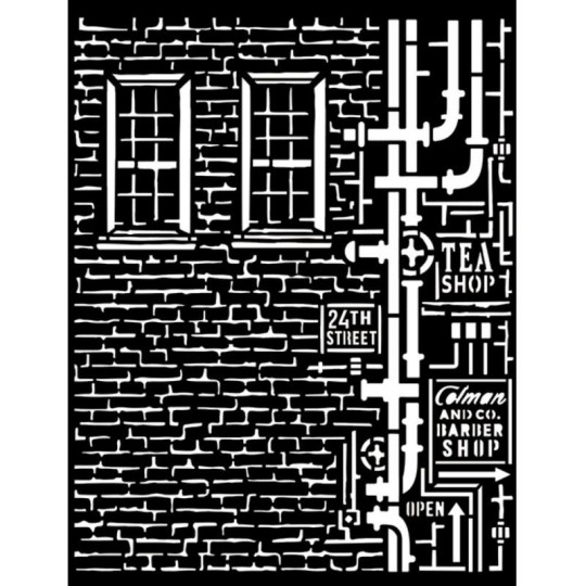 Pochoir scrapbooking Sir Vagabond Aviator wall and pipes Stamperia 20x25cm