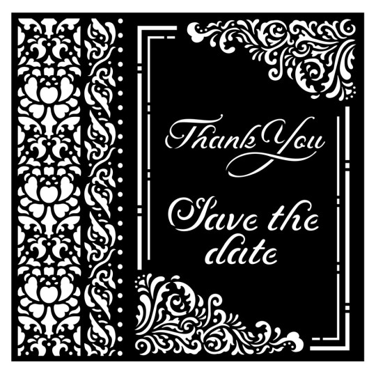 Pochoir décoratif You and me thank you save the date 18x18cm Stamperia Pochoir décoratif You and me thank you save the date 18x18cm Stamperia
