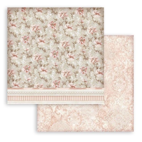 Feuille scrapbooking Stamperia You and Me Texture flowers 30x30cm