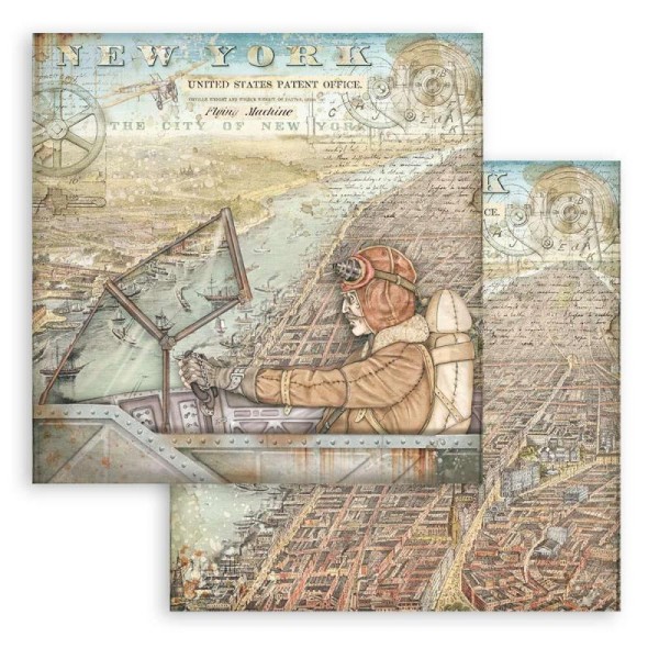 Feuille scrapbooking Stamperia Sir Vagabond Aviator New York 30x30cm