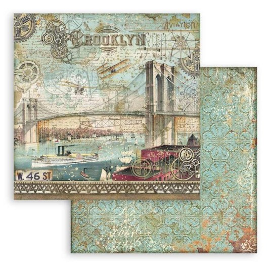 Feuille scrapbooking Stamperia Sir Vagabond Aviator Brooklyn 30x30cm