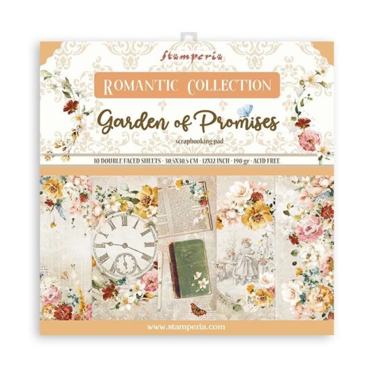 Papier scrapbooking Garden of Promises Stamperia 10f 30x30 assortiment