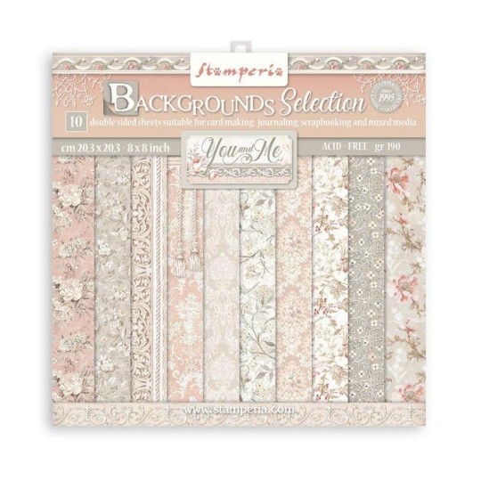 Papier scrapbooking Backgrounds Selection - You and me Stamperia 10f 20x20 assortiment