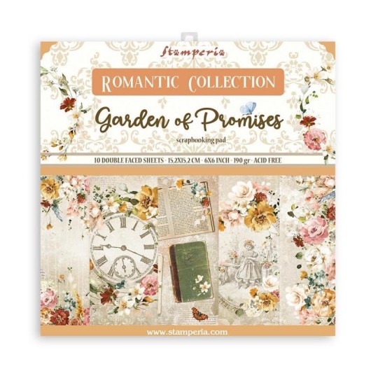 Papier scrapbooking assortiment Stamperia Garden of Promises 10f double face 15x15