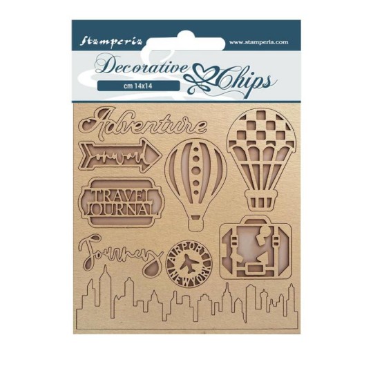Chipboard carton Sir Vagabond Aviator travel Stamperia 14x14cm