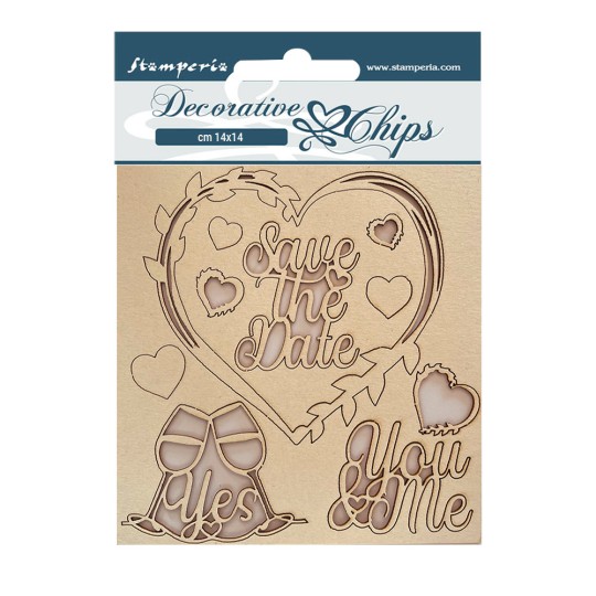 Chipboard carton You and me Save the date Stamperia 14x14cm