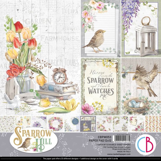 Papier scrapbooking Ciao Bella Sparrow Hill 12fe 30x30 assortiment