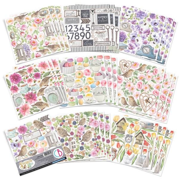 Papier scrapbooking Ciao Bella Sparrow Hill 24f 15x15 assortiment Fussy Cut Pad