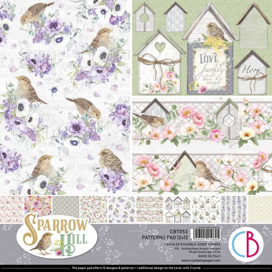 Papier scrapbooking Ciao Bella Sparrow Hill Patterns 8fe 30x30 assortiment