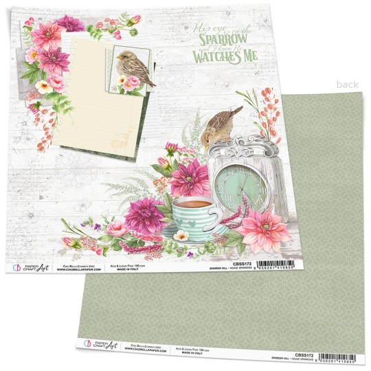 Feuille scrapbooking Ciao Bella House Sparrow 30x30 double face