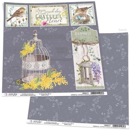 Feuille scrapbooking Ciao Bella Happiness is homemade 30x30 double face