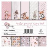 Papier scrapbooking assortiment Amelie Prager Nuestros Pequeno Amigos Pink Vol.2 6fe 30x30