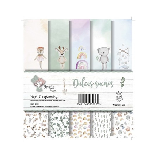 Papier scrapbooking Amelie Prager Dulces Suenos 6fe 30x30 assortiment
