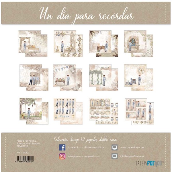 Papier scrapbooking Un jour inoubliable pour un garçon Papers for You recto verso 30x30 12fe assortiment