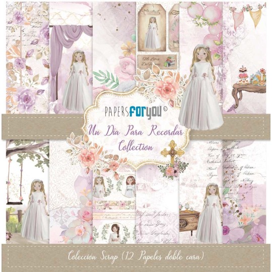 Papier scrapbooking Un jour inoubliable pour une fille Papers for You recto verso 30x30 12fe assortiment