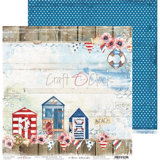 Papier scrapbooking Craft O Clock Seaside Greetings 05- 30x30 réversible