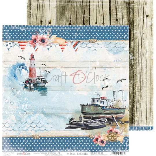 Papier scrapbooking Craft O Clock Seaside Greetings 02- 30x30 réversible