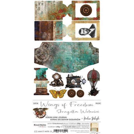 Assortiment scrapbooking Craft O Clock Wings Of Freedom Junk Journal extra set 15x30