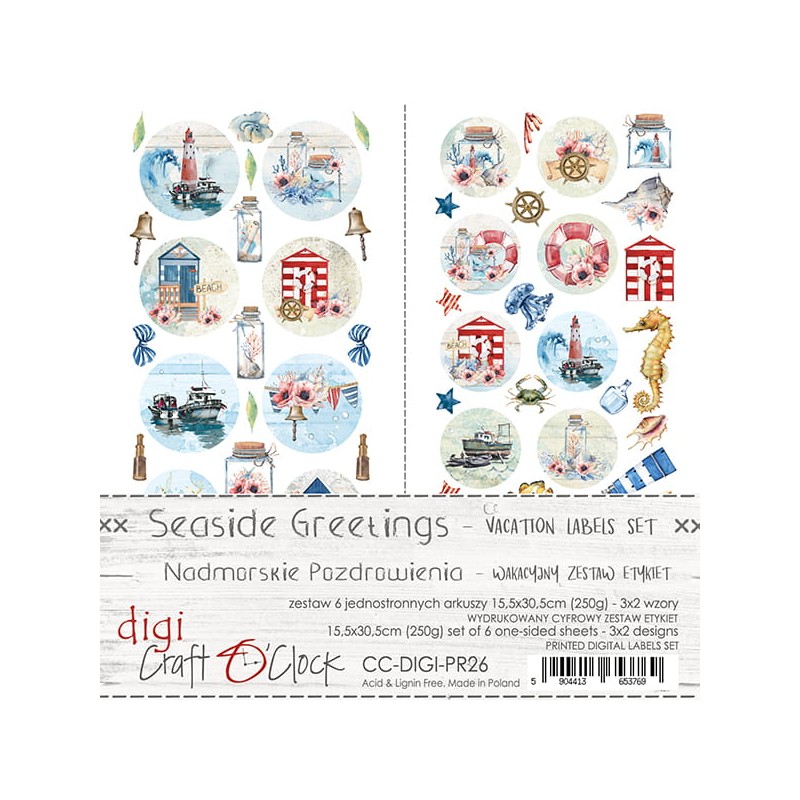Tags scrapbooking Craft O Clock Seaside Greetings 15x30