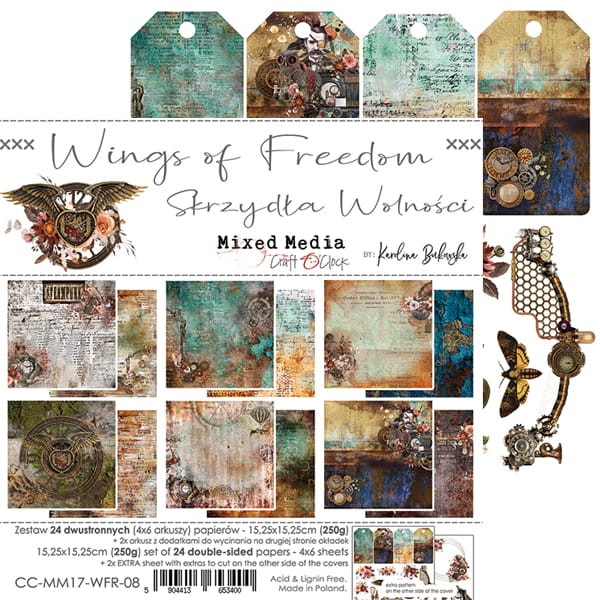 Assortiment scrapbooking Craft O Clock Wings Of Freedom 24fe 15x15cm