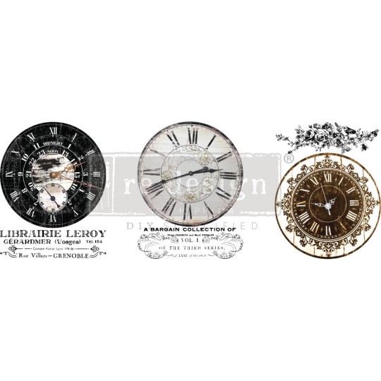 Transfert pelliculable Redesign Vintage Clocks 20x28cm