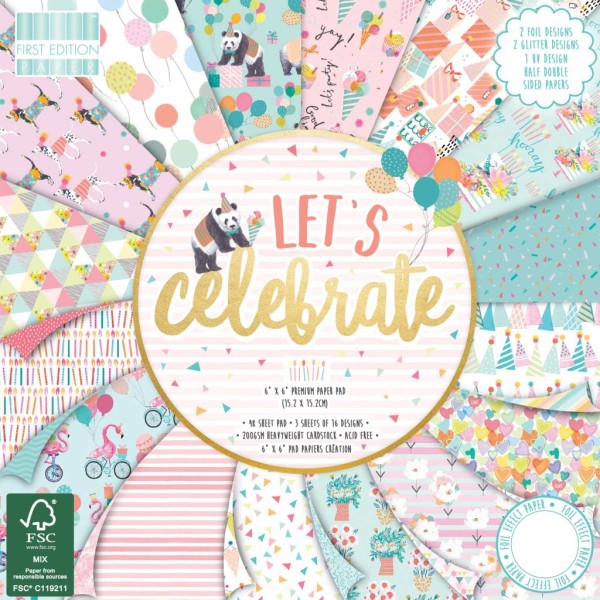 Papier scrapbooking First Edition let's celebrate bloc 48fe 15x15 assortiment