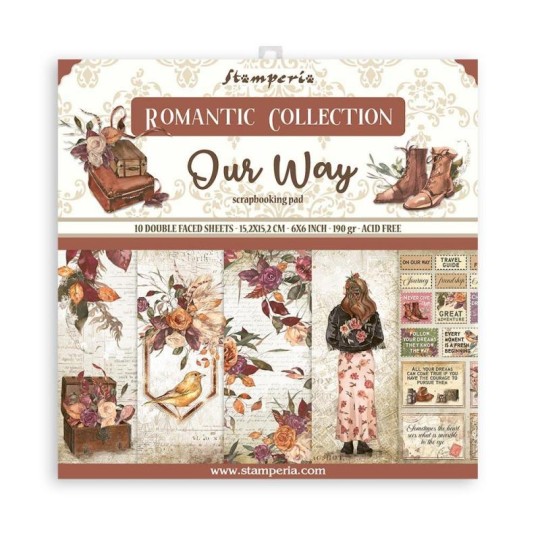 Papier scrapbooking Our way Stamperia 10f double face 15x15 assortiment