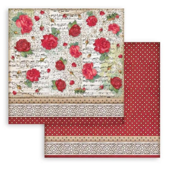 Papier Scrapbooking Desire motif avec des roses Stamperia 30x30cm