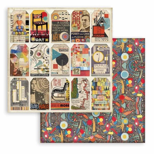 Papier Scrapbooking Bauhaus tags Stamperia 30x30cm